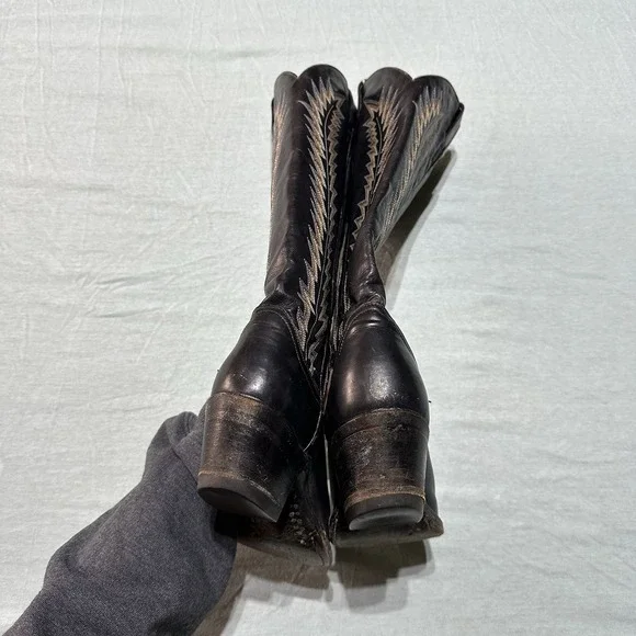 Vintage Larry Mahan Women's Boots Size 5.5B 1981 Embroidered Western Cowgirl